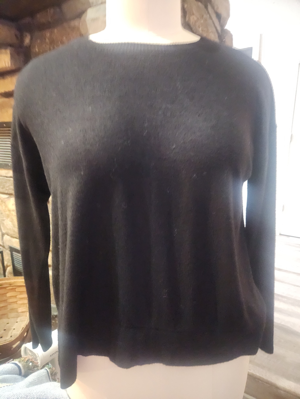 Lucky Brand Womens Black Scoopneck Sweater